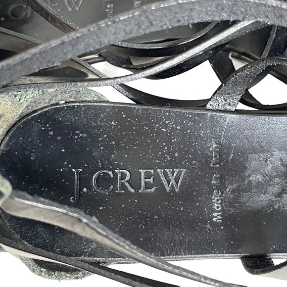 J. Crew Women's Black Leather Strappy Sandals 8 Gladiator Zip Back Made in Italy - Picture 6 of 10